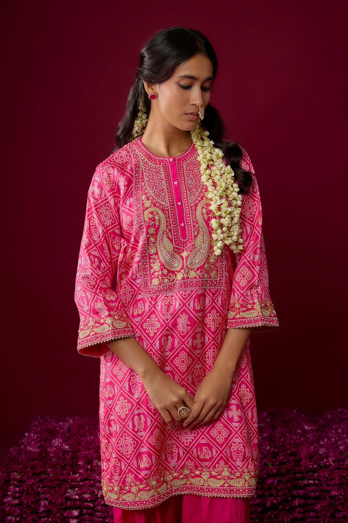 Jiana - Hotpink Short Kurta With Salwar