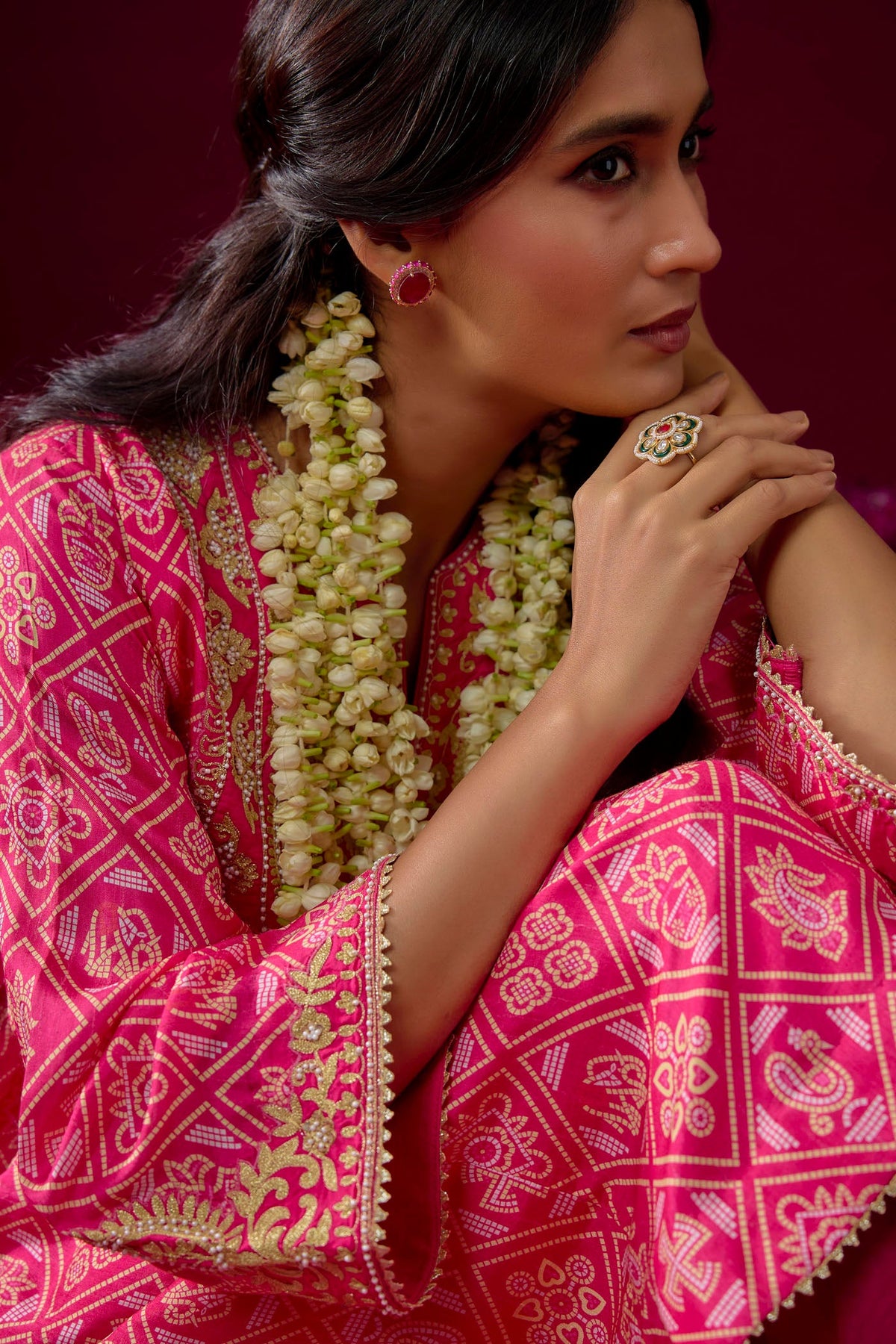 Urwa - Hotpink Short Chauga With Salwar