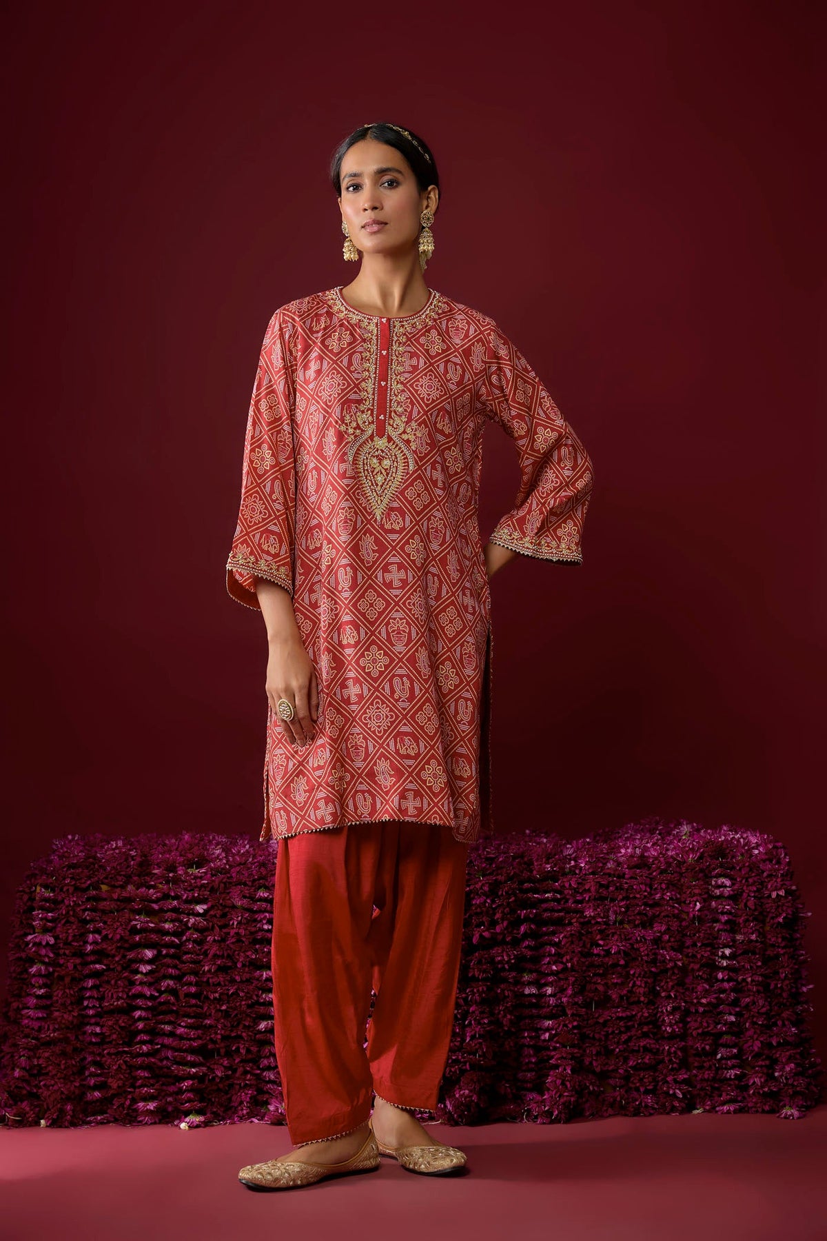 Sarah - Deep Red Kurta With Salwar