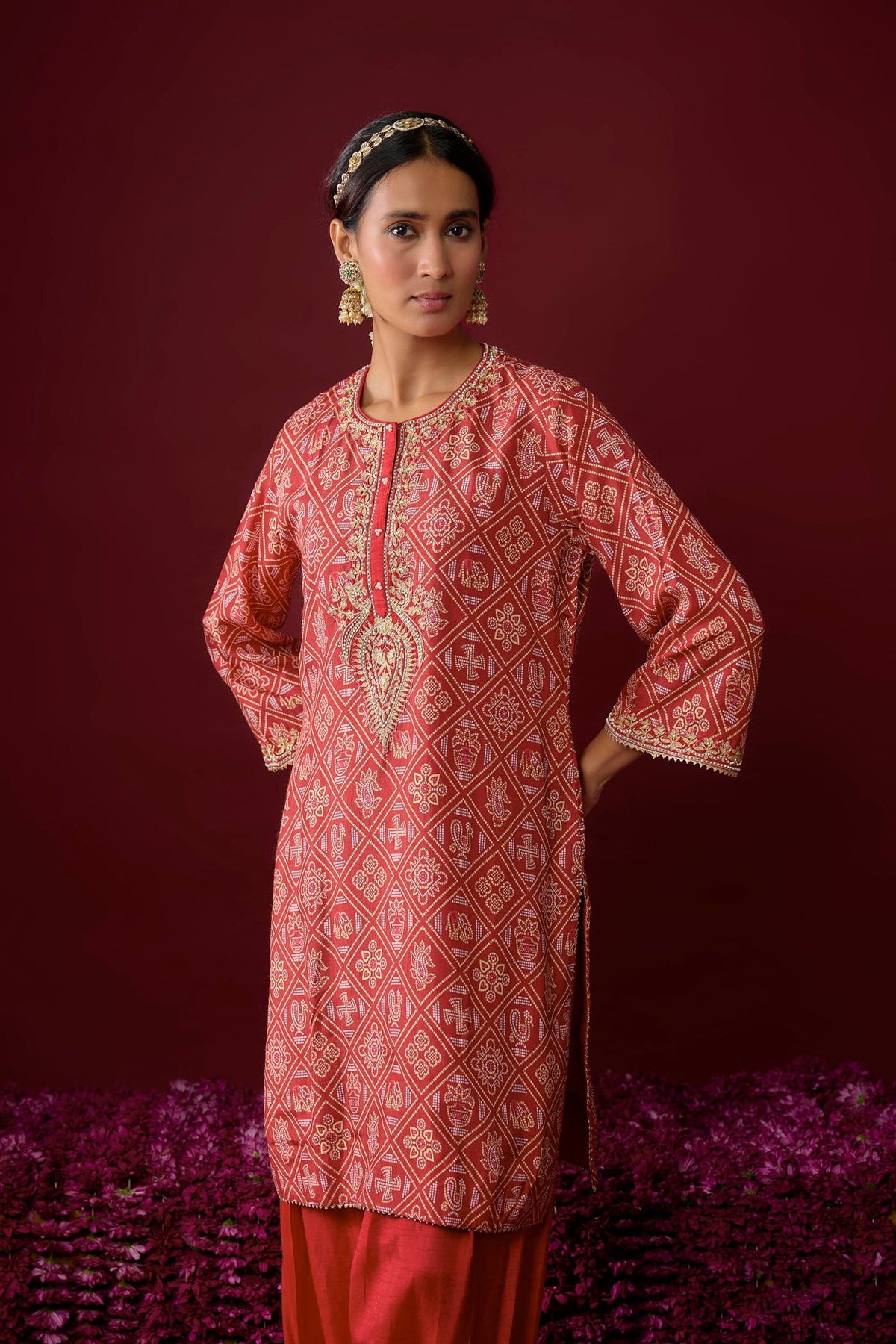 Sarah - Deep Red Kurta With Salwar