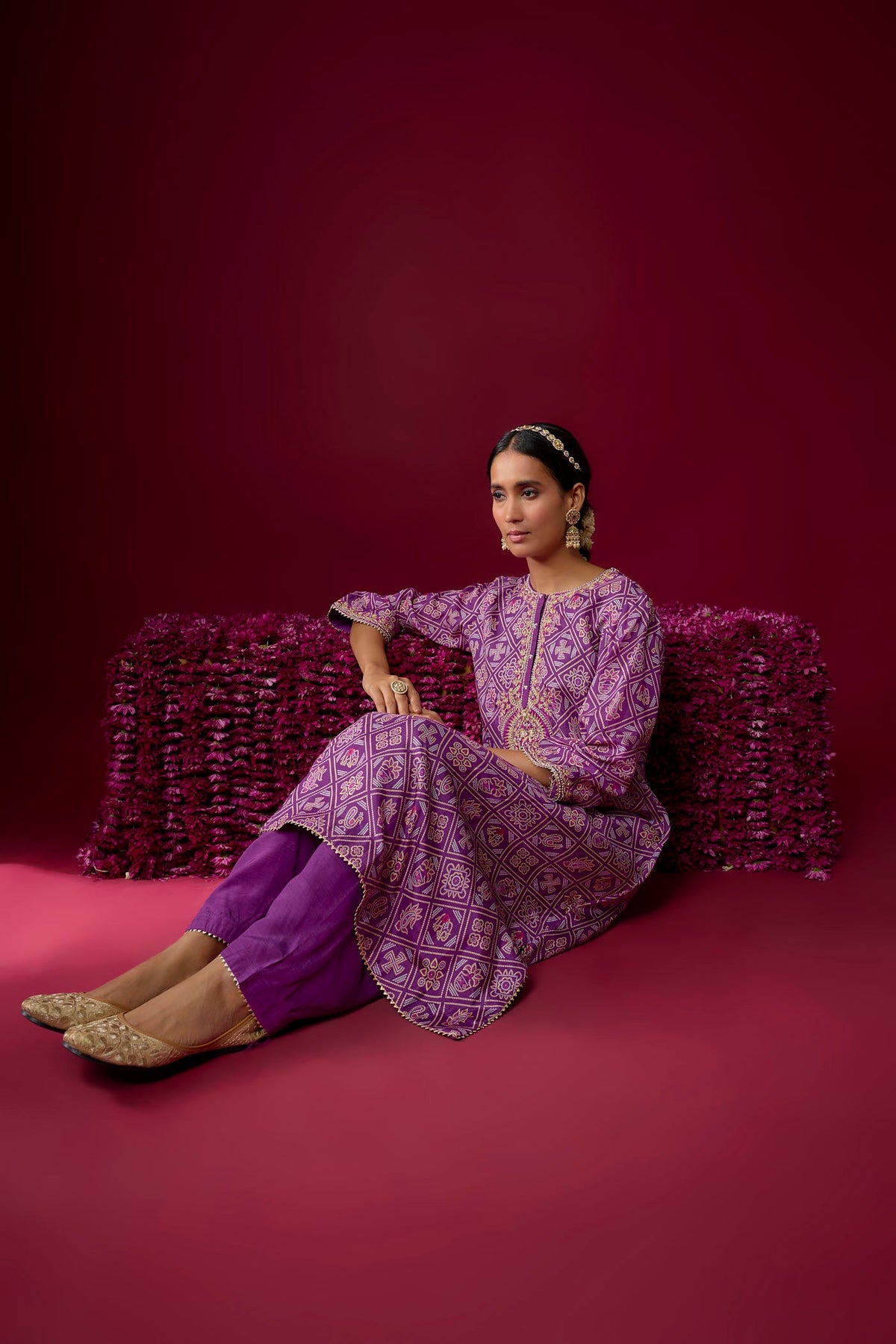 Sarah - Purple Long Kaaftan With Salwar