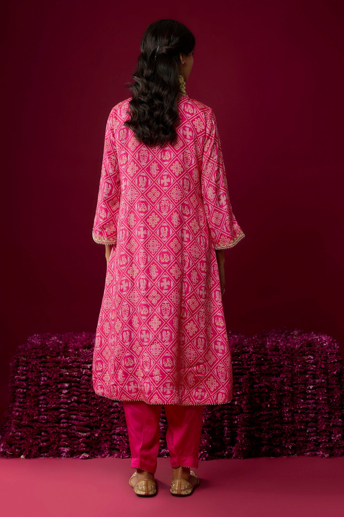 Sarah - Pink Long Kaaftan With Salwar