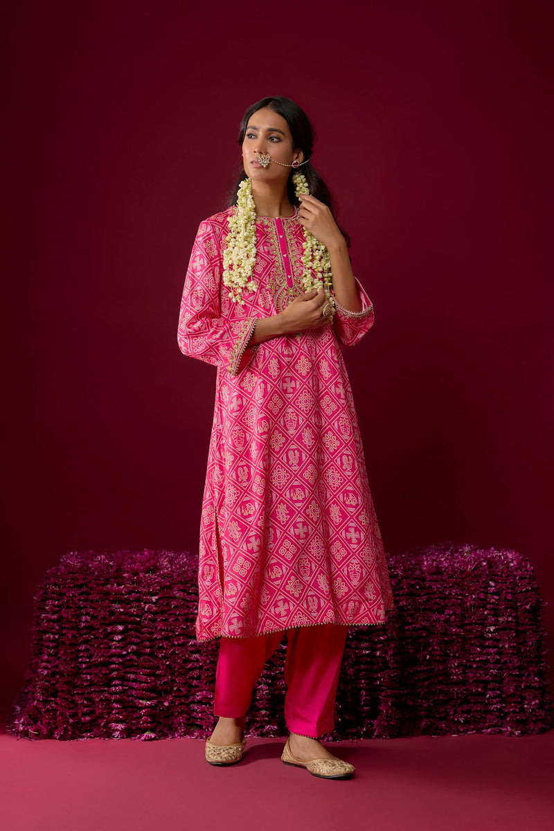 Sarah - Pink Long Kaaftan With Salwar