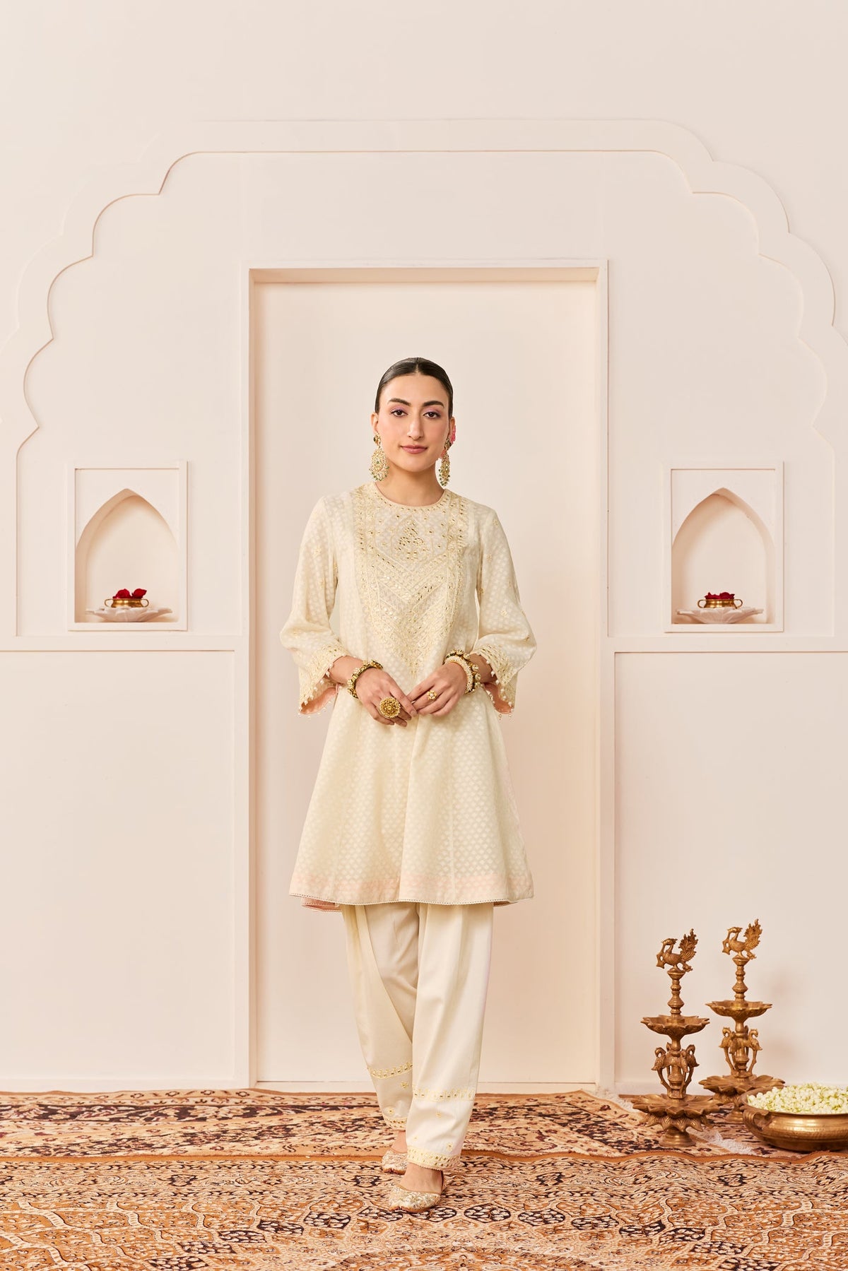 Nida - Daisy Ivory  Short Choga With Farshi Salwar (LXRTS)