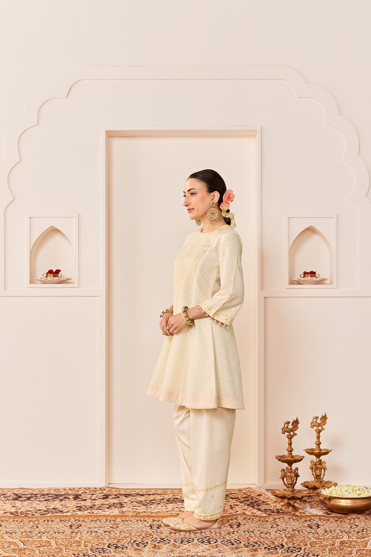 Nida - Daisy Ivory  Short Choga With Farshi Salwar (LXRTS)
