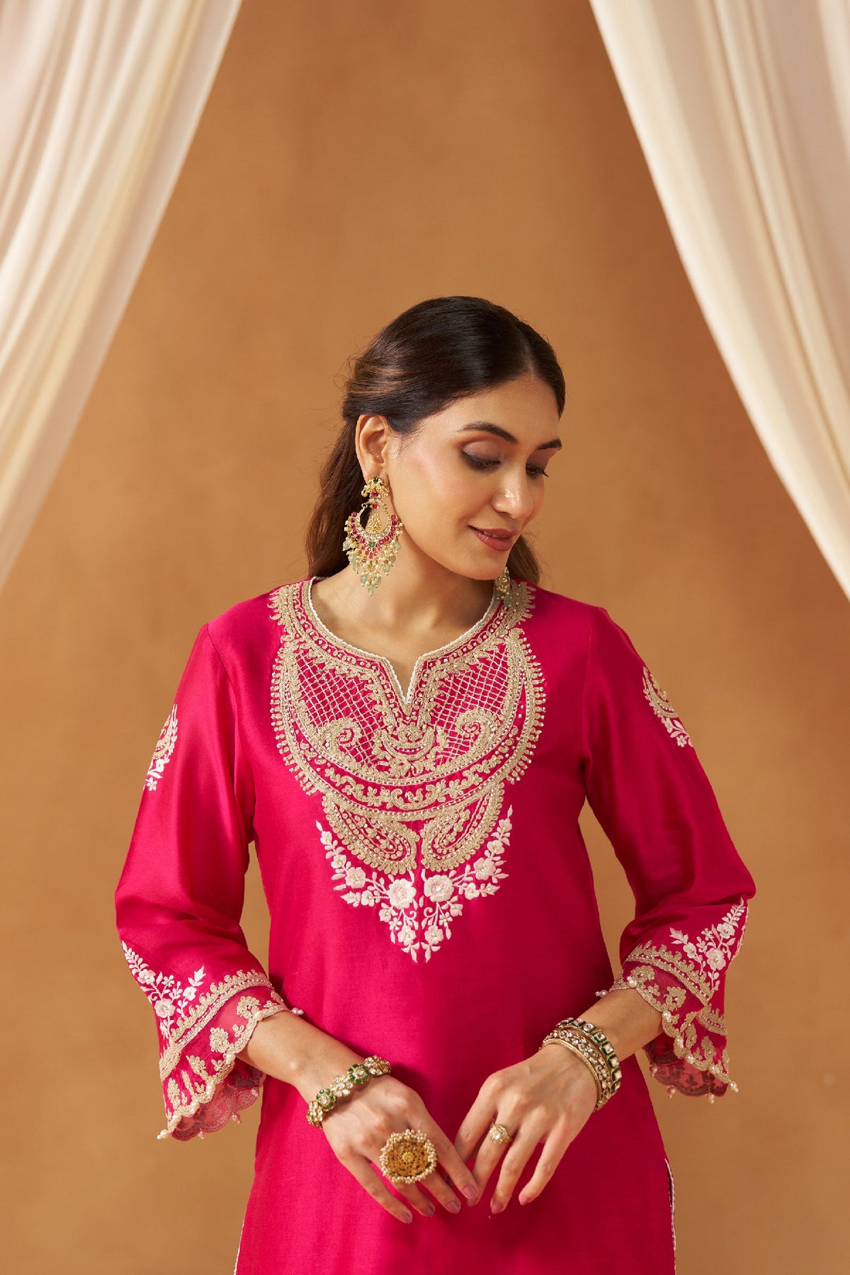 Ashira - Rani Hotpink Short Kurta with Salwar (LXRTS)