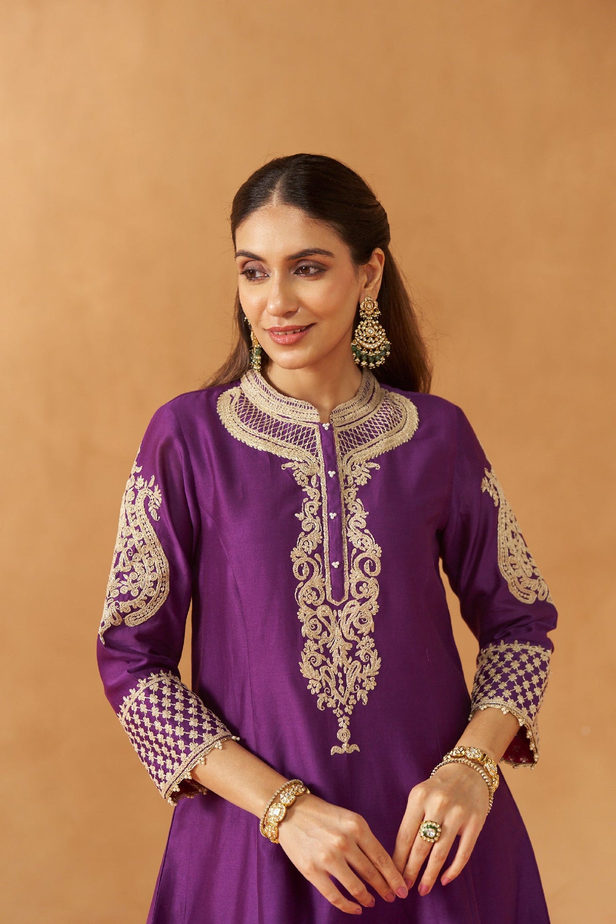 Rabhya-  Deep Purple Tilla Embroidered Kurta Set