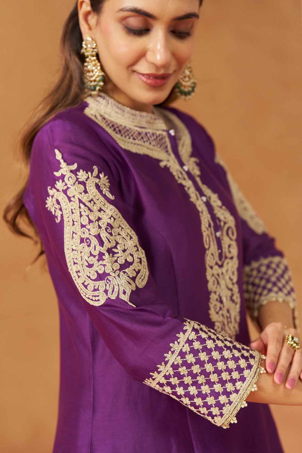 Rabhya-  Deep Purple Tilla Embroidered Kurta Set