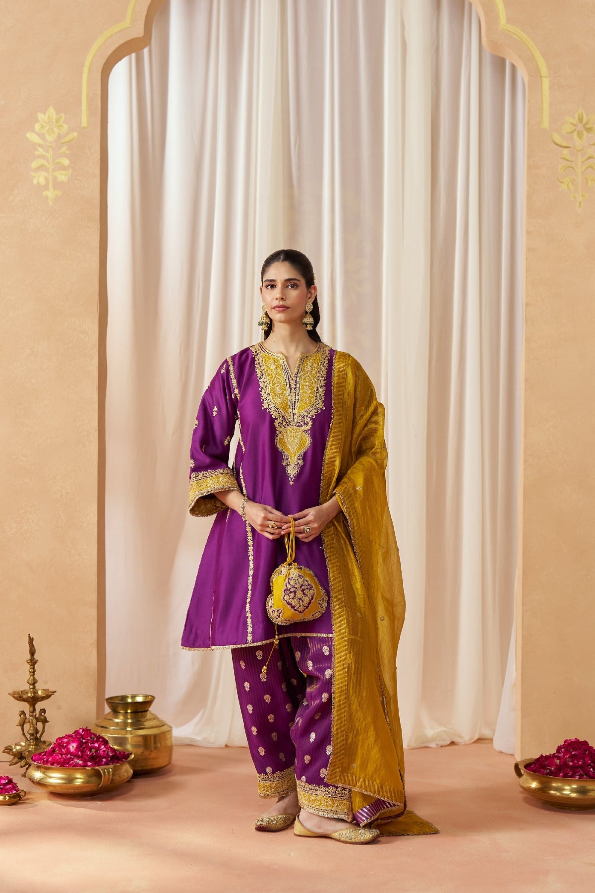 Maahgul Deep Purple Kalidaar Chauga with Salwar (LXRTS)