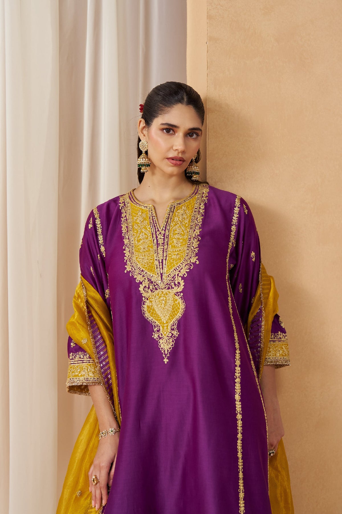 Maahgul Deep Purple Kalidaar Chauga with Salwar (LXRTS)