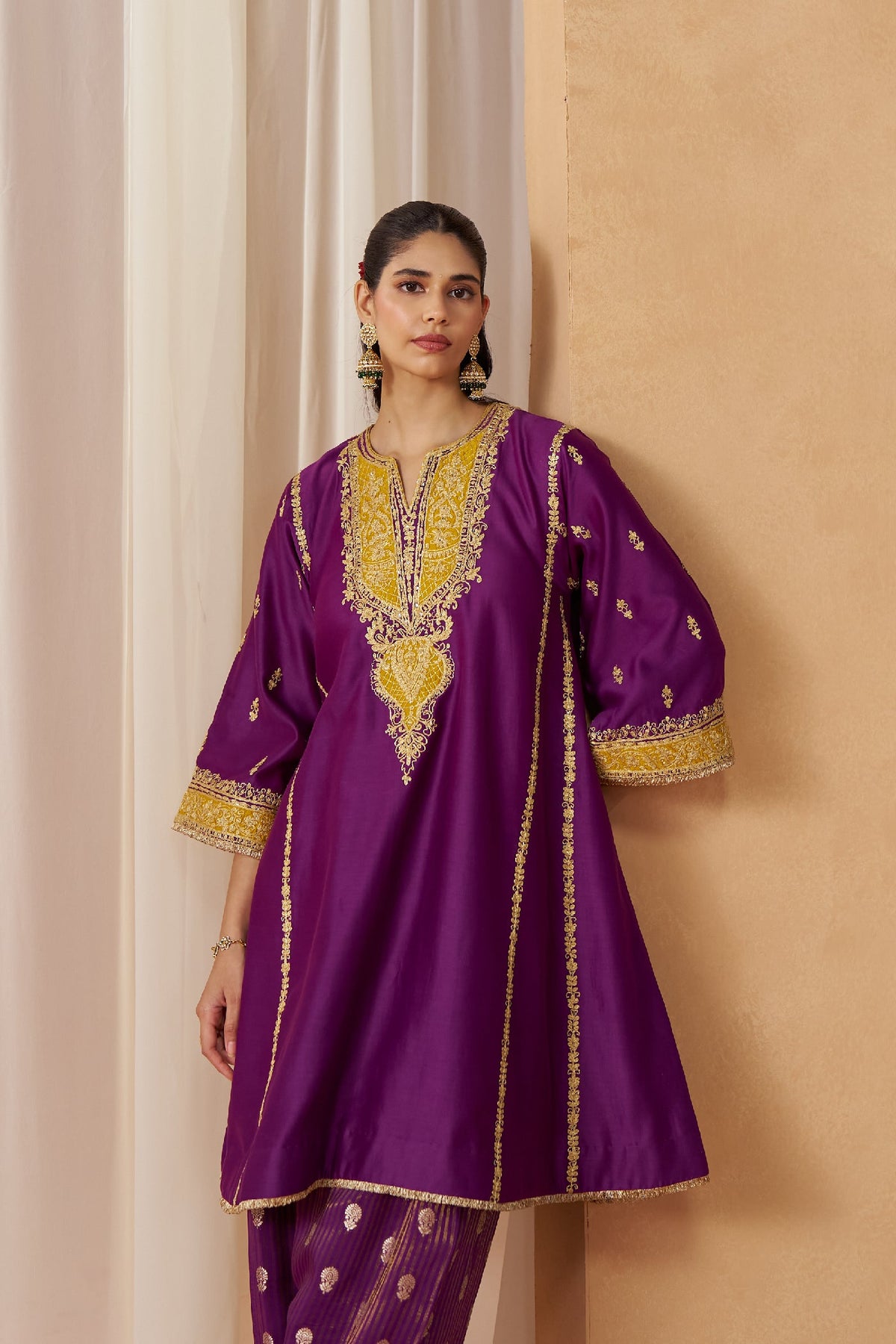 Maahgul Deep Purple Kalidaar Chauga with Salwar (LXRTS)