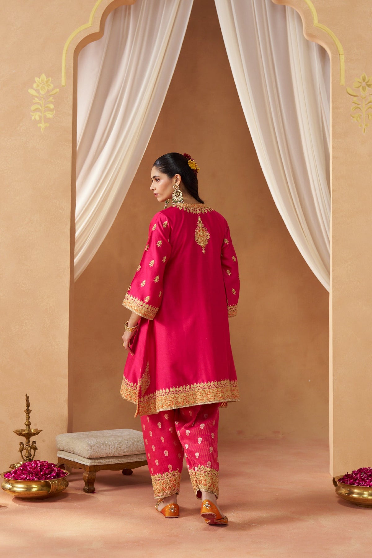 Zeenal Hotpink A-Line Kaaftan with Salwar