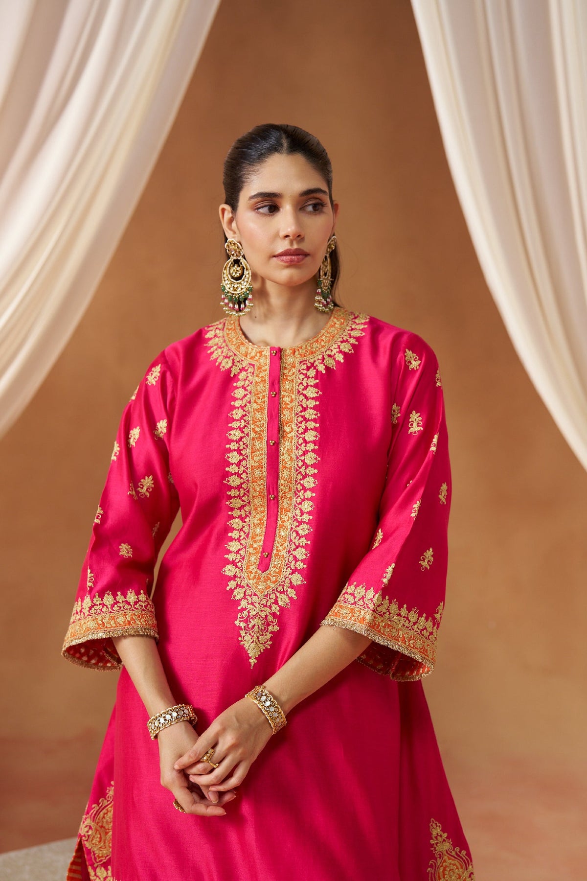 Zeenal Hotpink A-Line Kaaftan with Salwar
