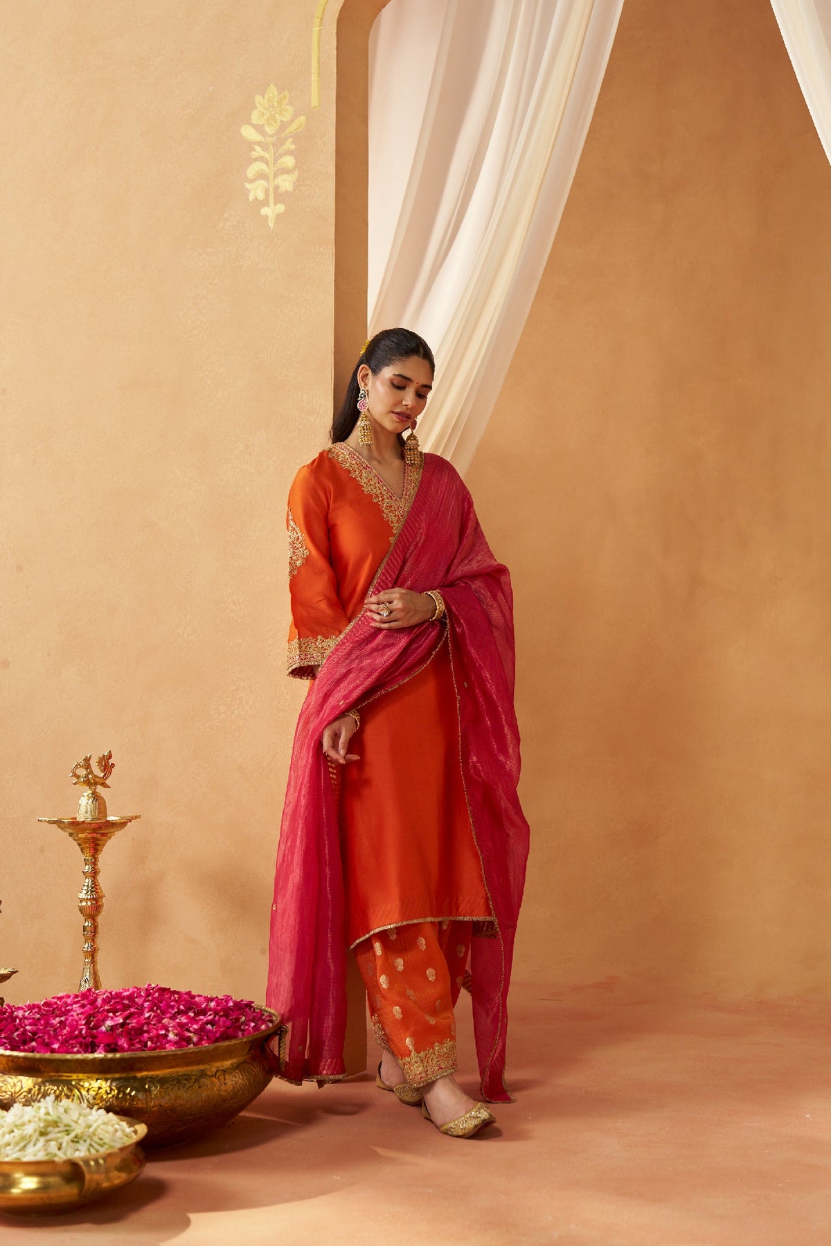 Liana Burnt Orange Chauga with Salwar (LXRTS)