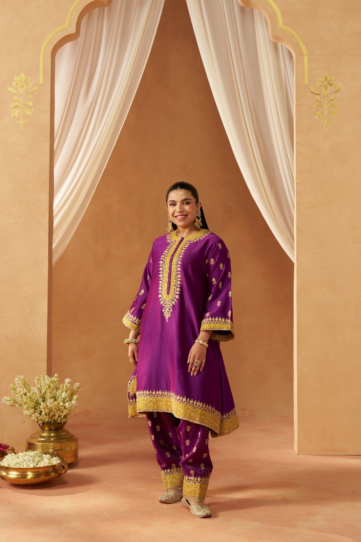 Zeenal Deep Purple A-Line Kaaftan with Salwar (LXRTS)