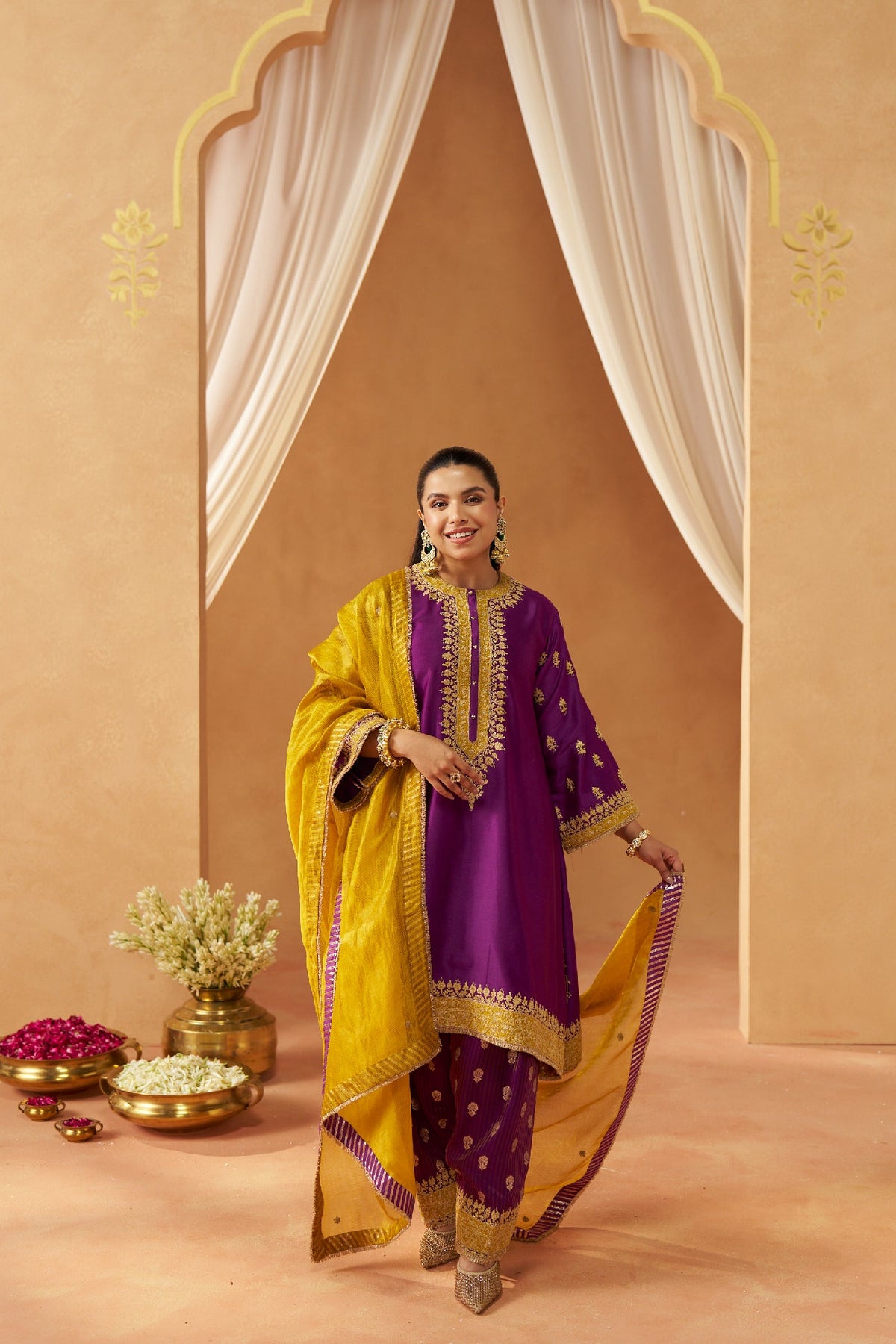 Zeenal Deep Purple A-Line Kaaftan with Salwar (LXRTS)