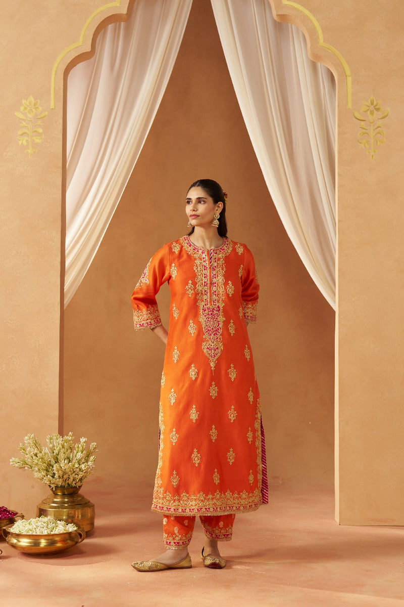 Mubina Burnt Orange Kurta with Salwar and Dupatta (LXRTS)