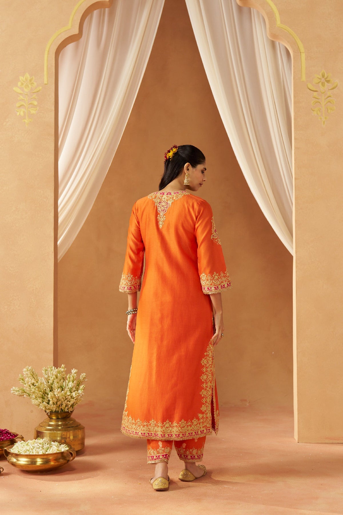Mubina Burnt Orange Kurta with Salwar and Dupatta (LXRTS)