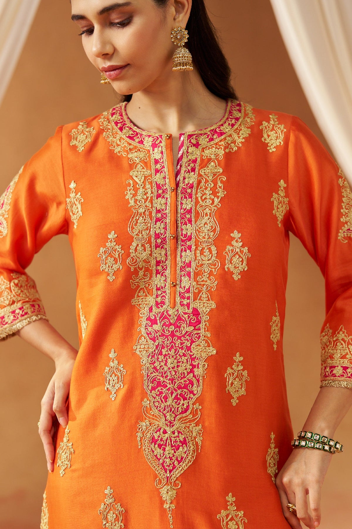 Mubina Burnt Orange Kurta with Salwar and Dupatta (LXRTS)