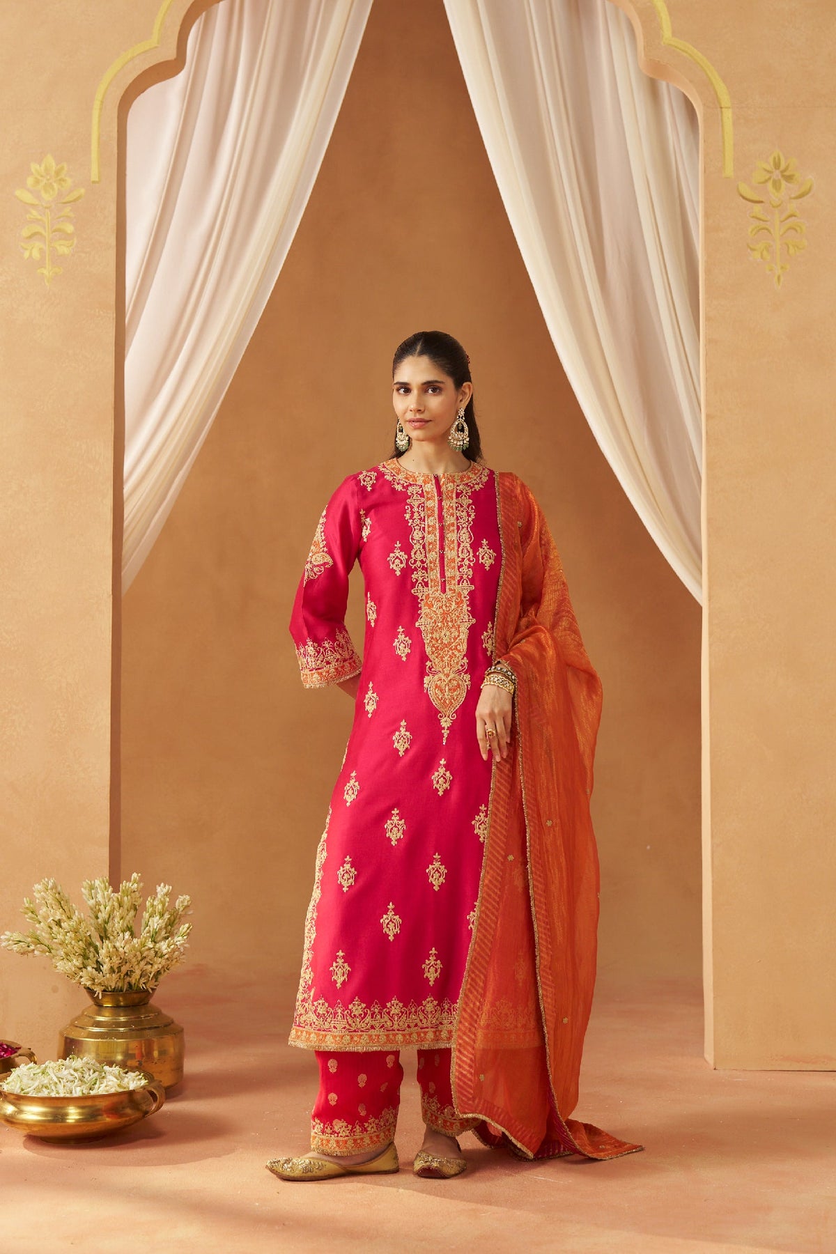 Mubina Hotpink Kurta with Salwar and Dupatta (LXRTS)