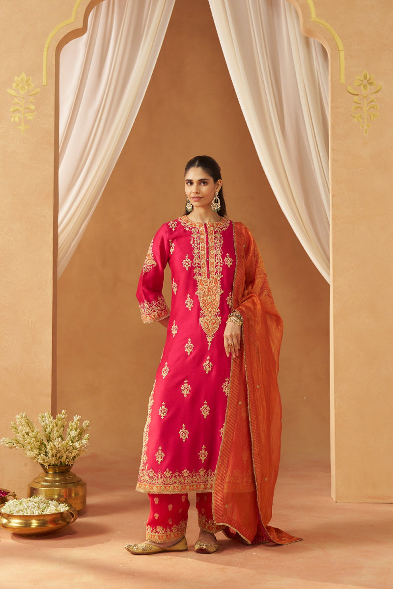 Mubina Hotpink Kurta with Salwar and Dupatta (LXRTS)