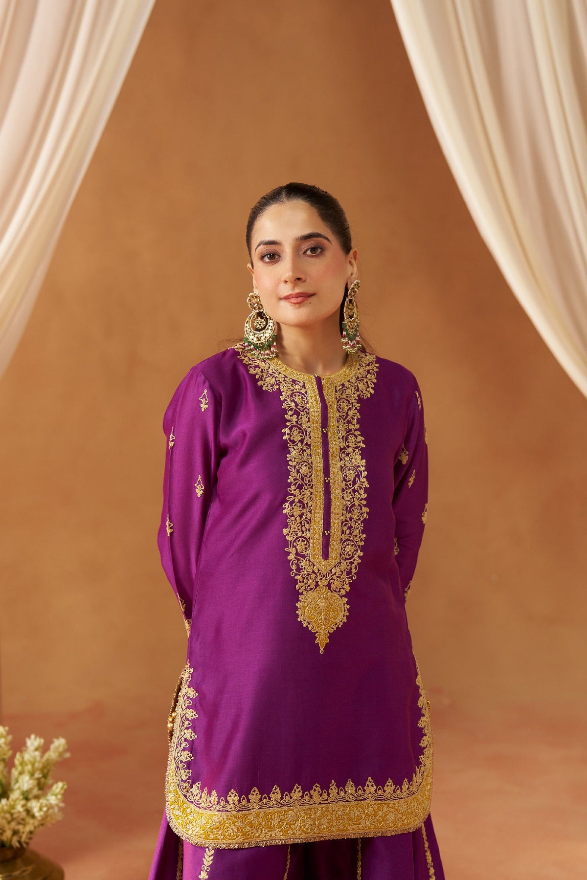 Jasnoor Anand In Fadiya Deep Purple Kurta with Sharara and Dupatta