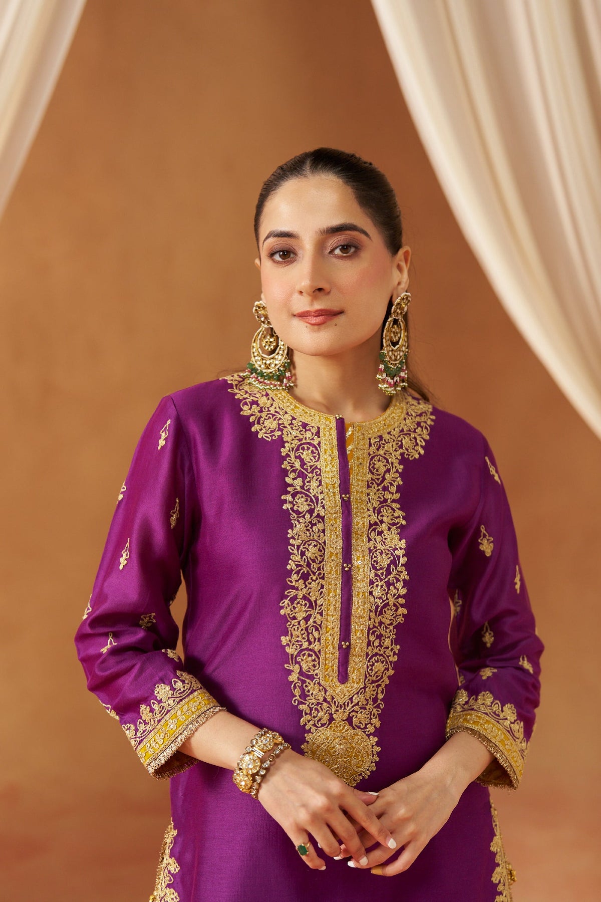 Jasnoor Anand In Fadiya Deep Purple Kurta with Sharara and Dupatta