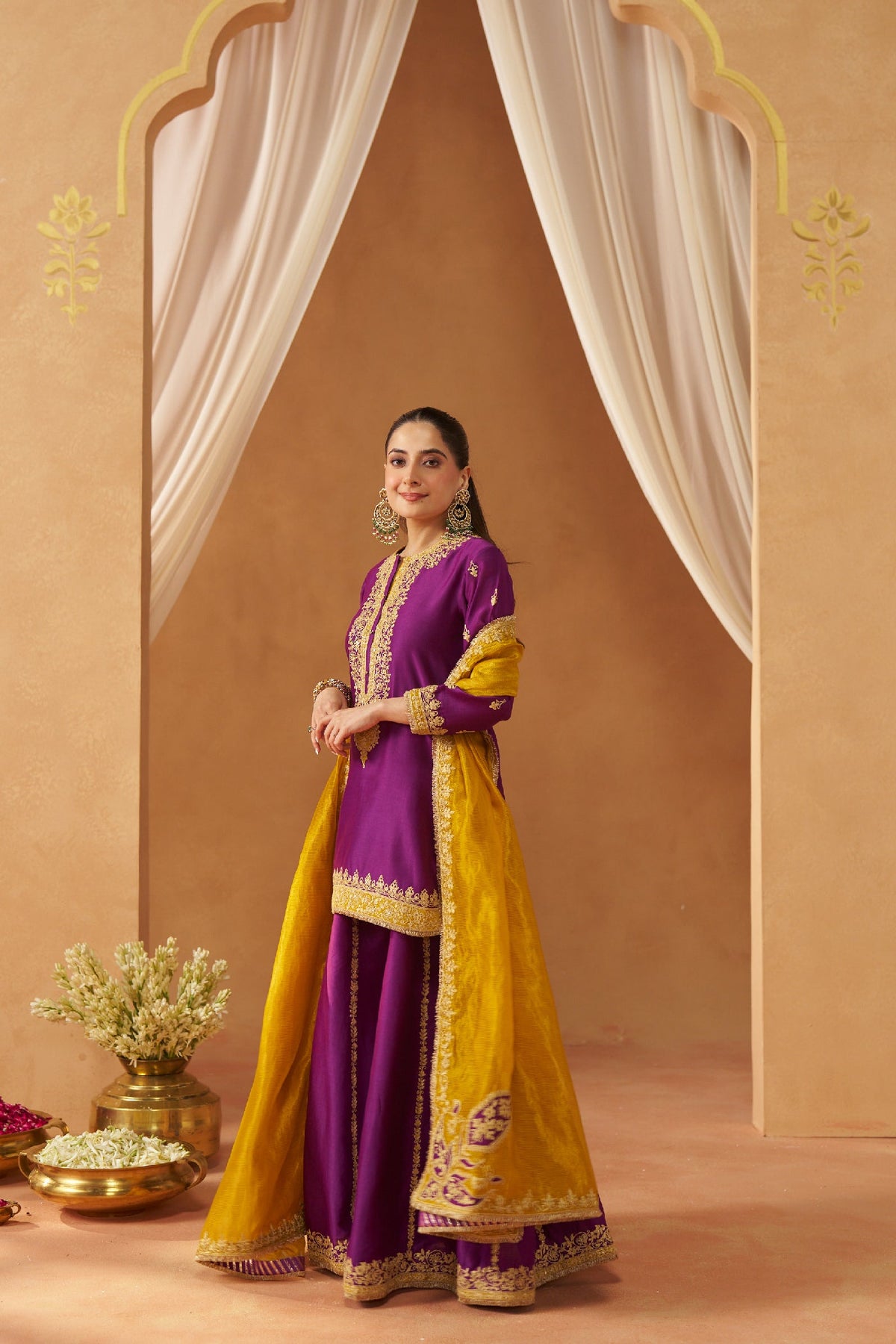 Fadiya Deep Purple Kurta with Sharara and Dupatta