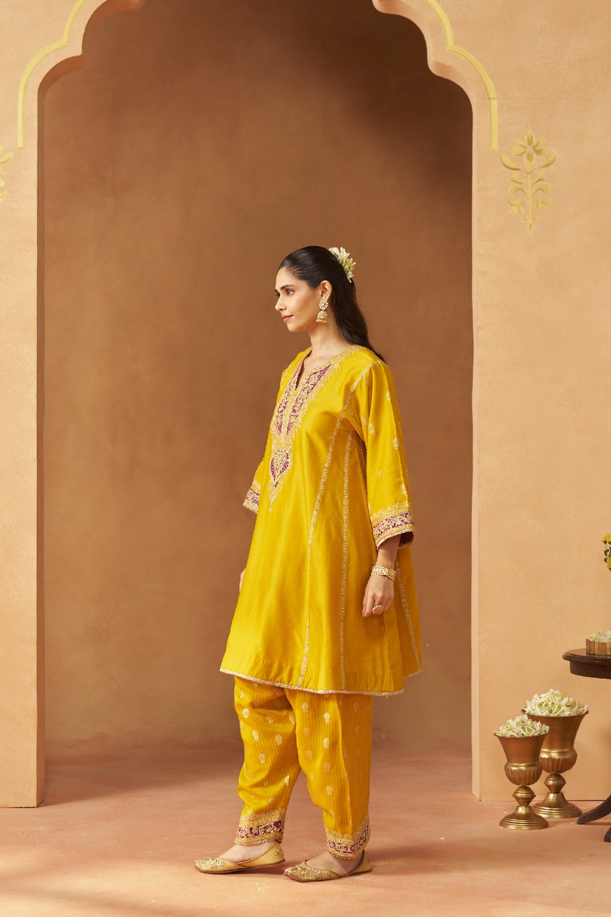 Maahgul Mustard Kalidaar Chauga with Salwar (LXRTS)