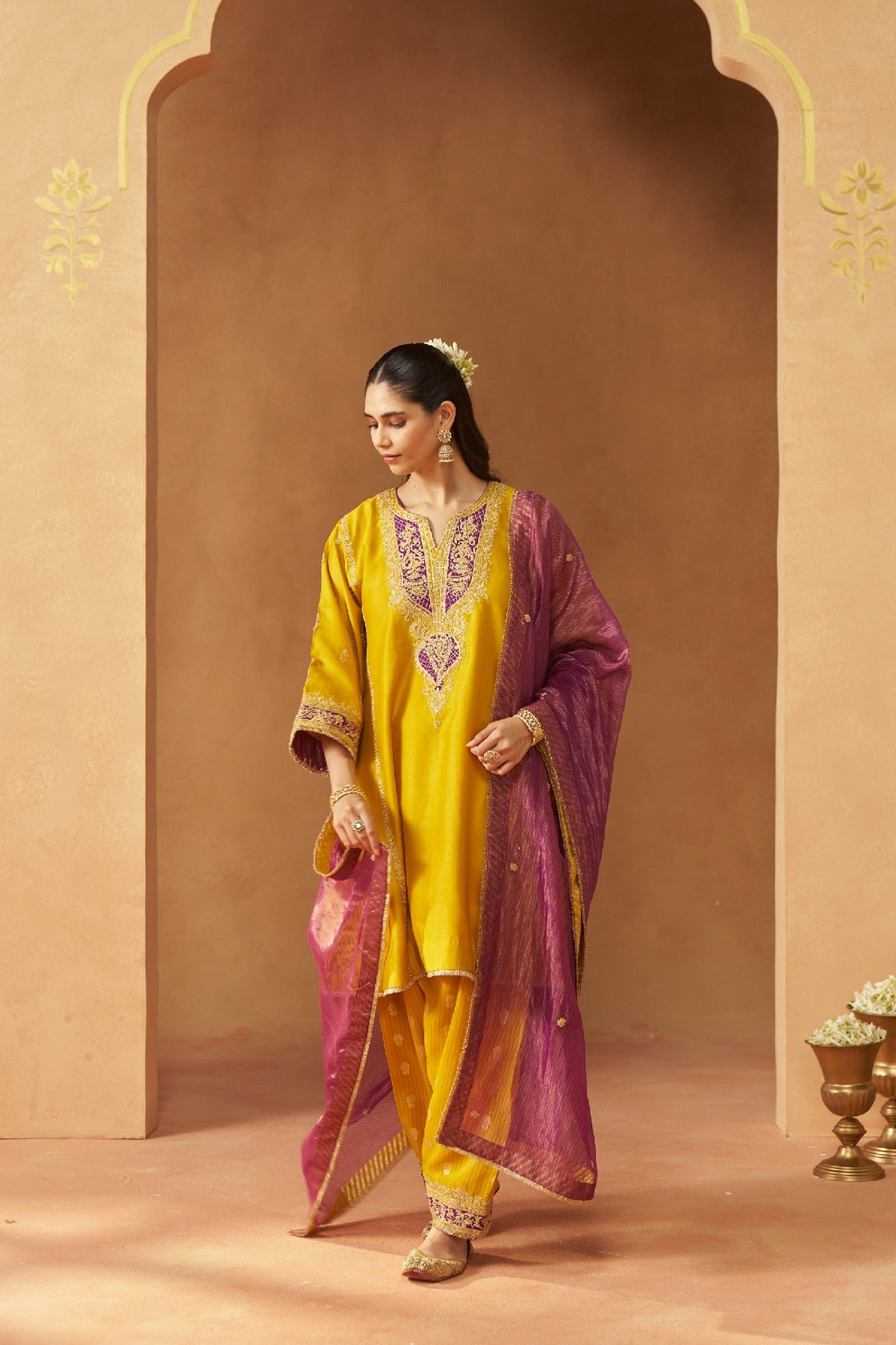 Maahgul Mustard Kalidaar Chauga with Salwar (LXRTS)