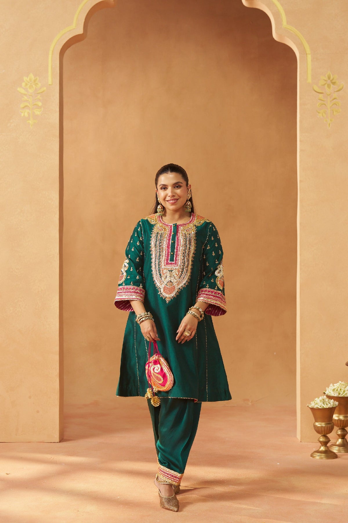 Riva emerald green chauga with salwar