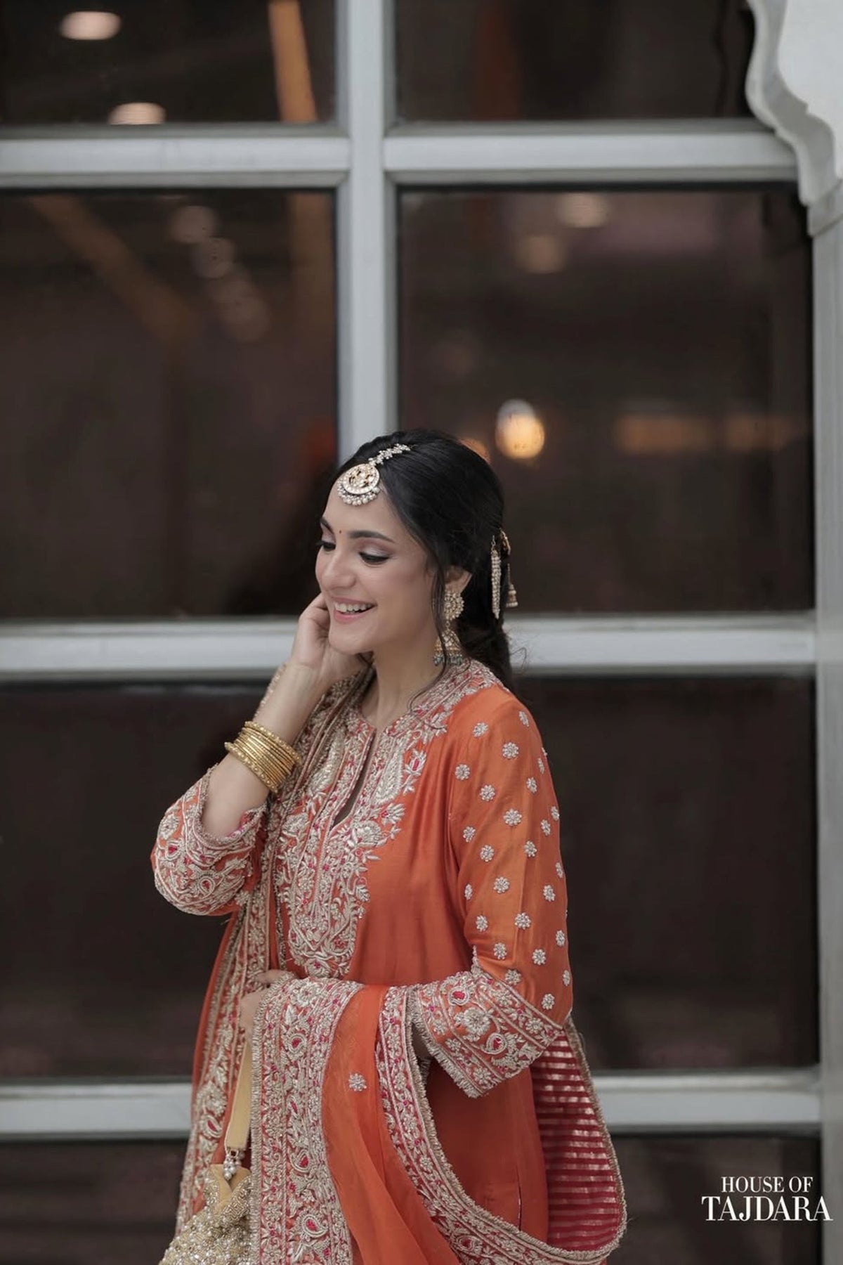 Kanikka Kapur In Naseha Burnt orange Dabka Zardozi Embroidered Short kurta Set