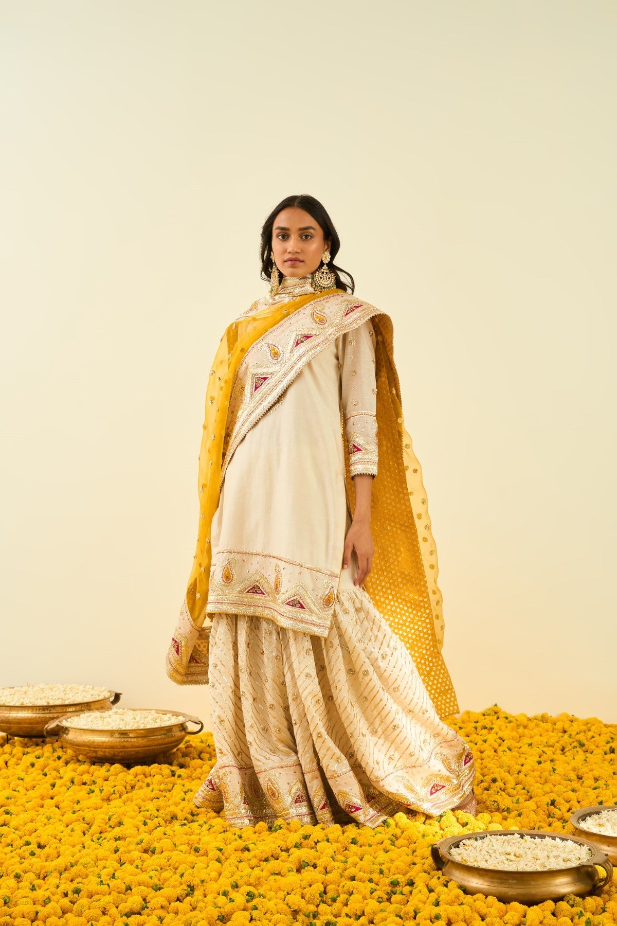 Shraddha Gurung IN Shafna Daisy Ivory short kurta with garara and dupatta