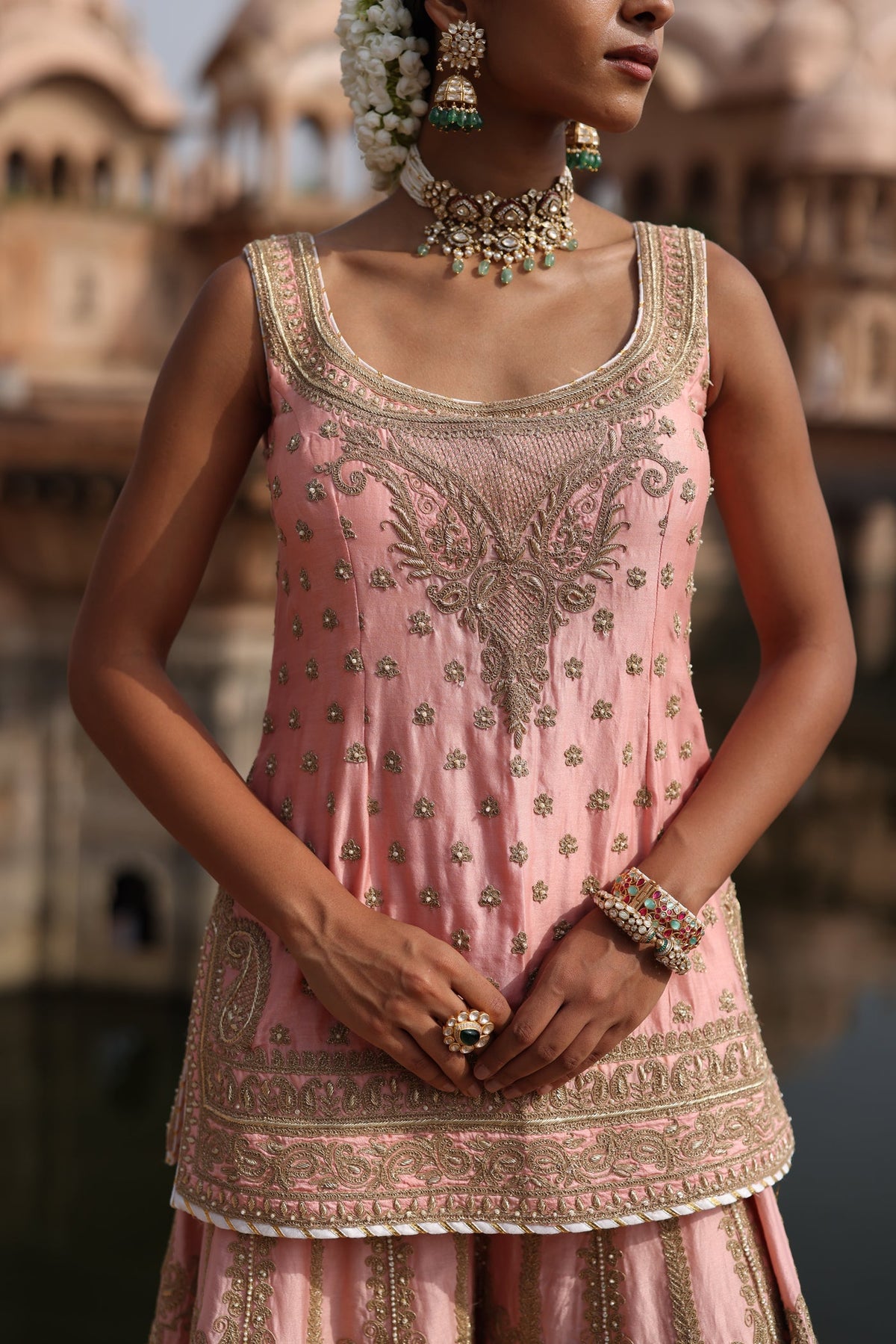 Rakul Preet Singh In Tasnim - Pink Kurta Set with Sharara & Dupatta