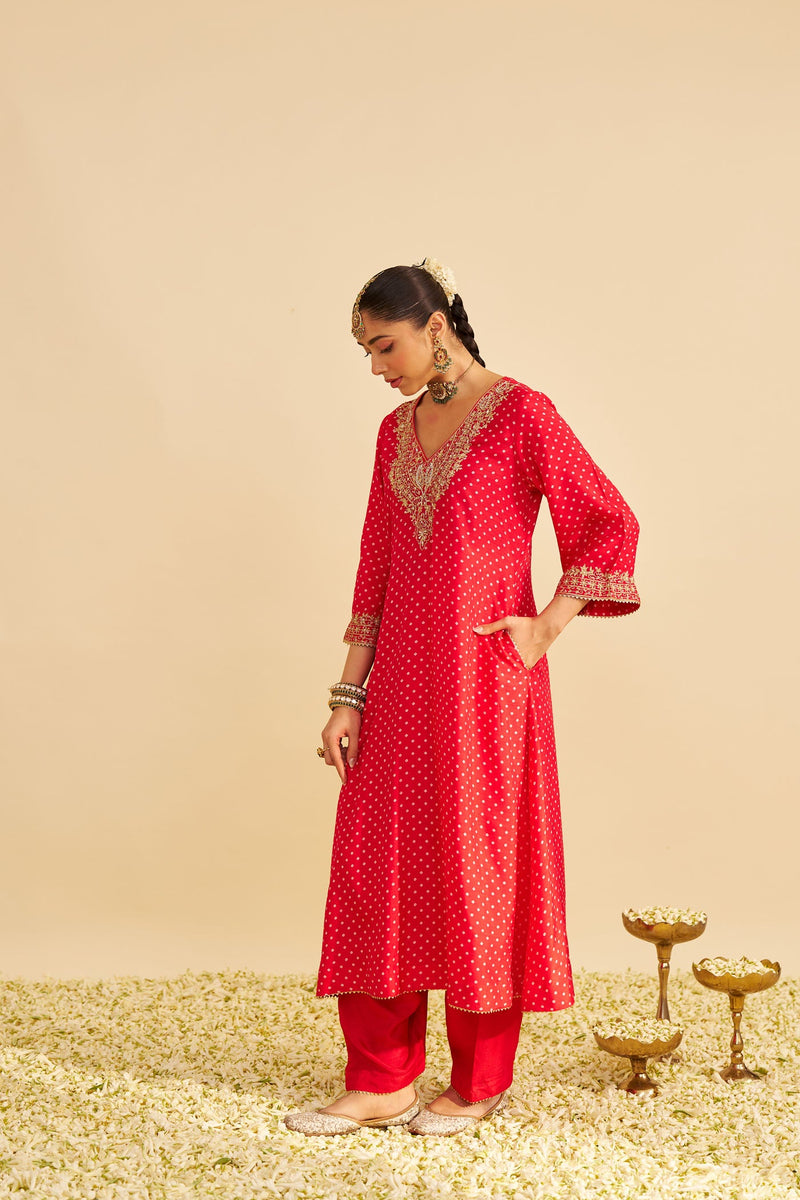 ZALIYAH - RED LONG CHAUGA WITH SALWAR