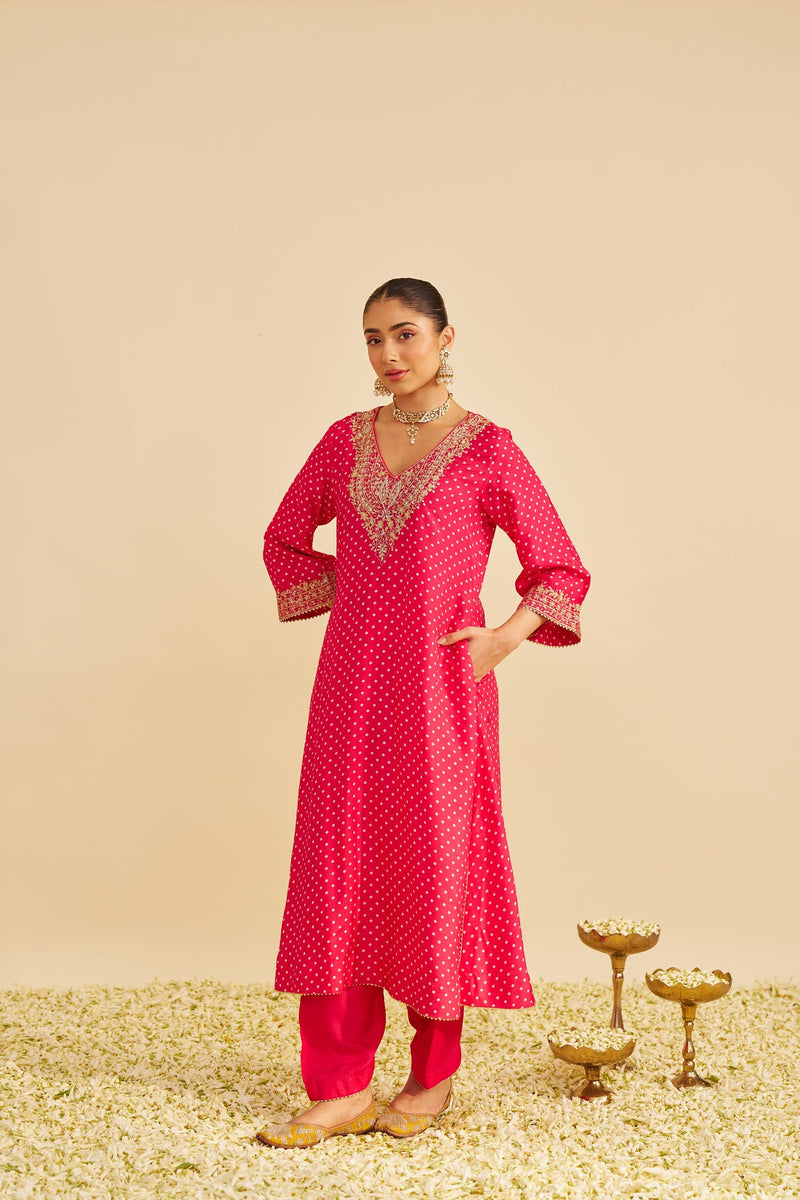 ZALIYAH - Rani Hotpink LONG CHAUGA WITH SALWAR