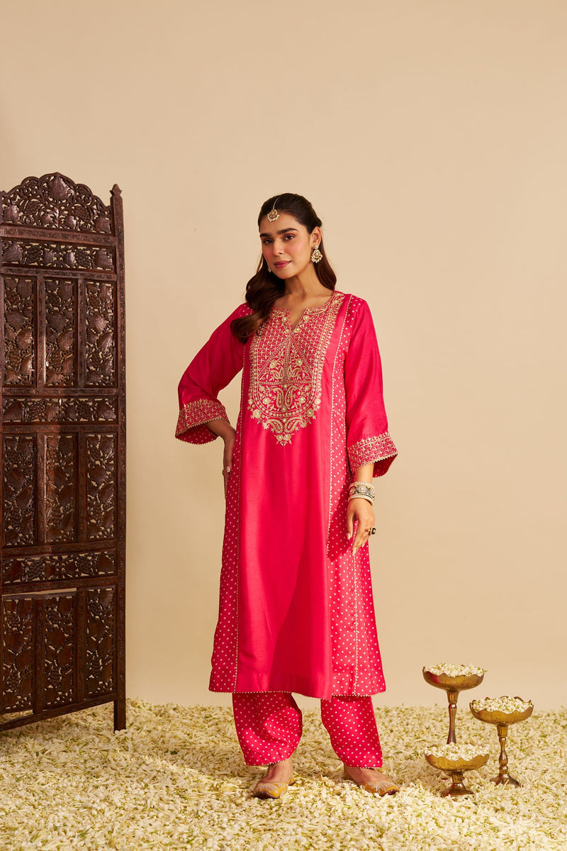 ESRA - Rani Hotpink LONG CHAUGA WITH SALWAR
