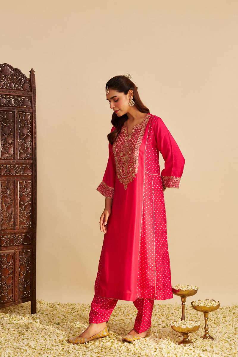ESRA - Rani Hotpink LONG CHAUGA WITH SALWAR
