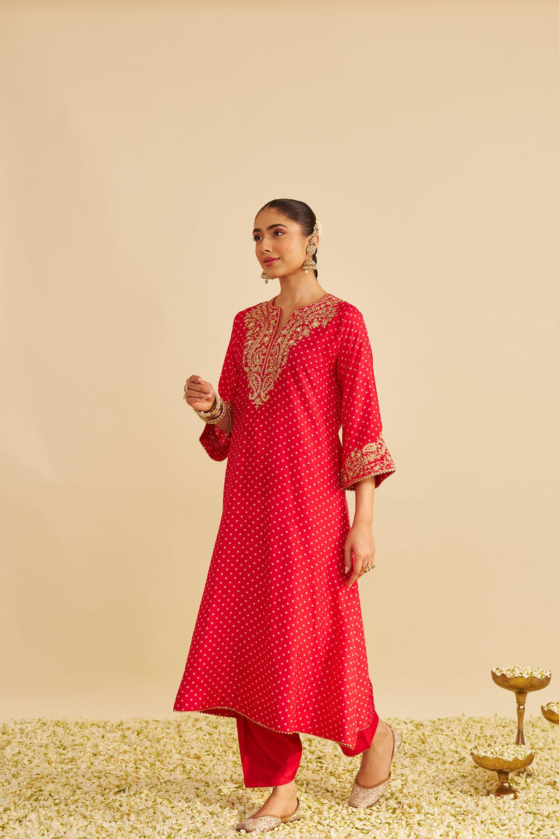SHEZIA - RED LONG CHAUGA WITH SALWAR