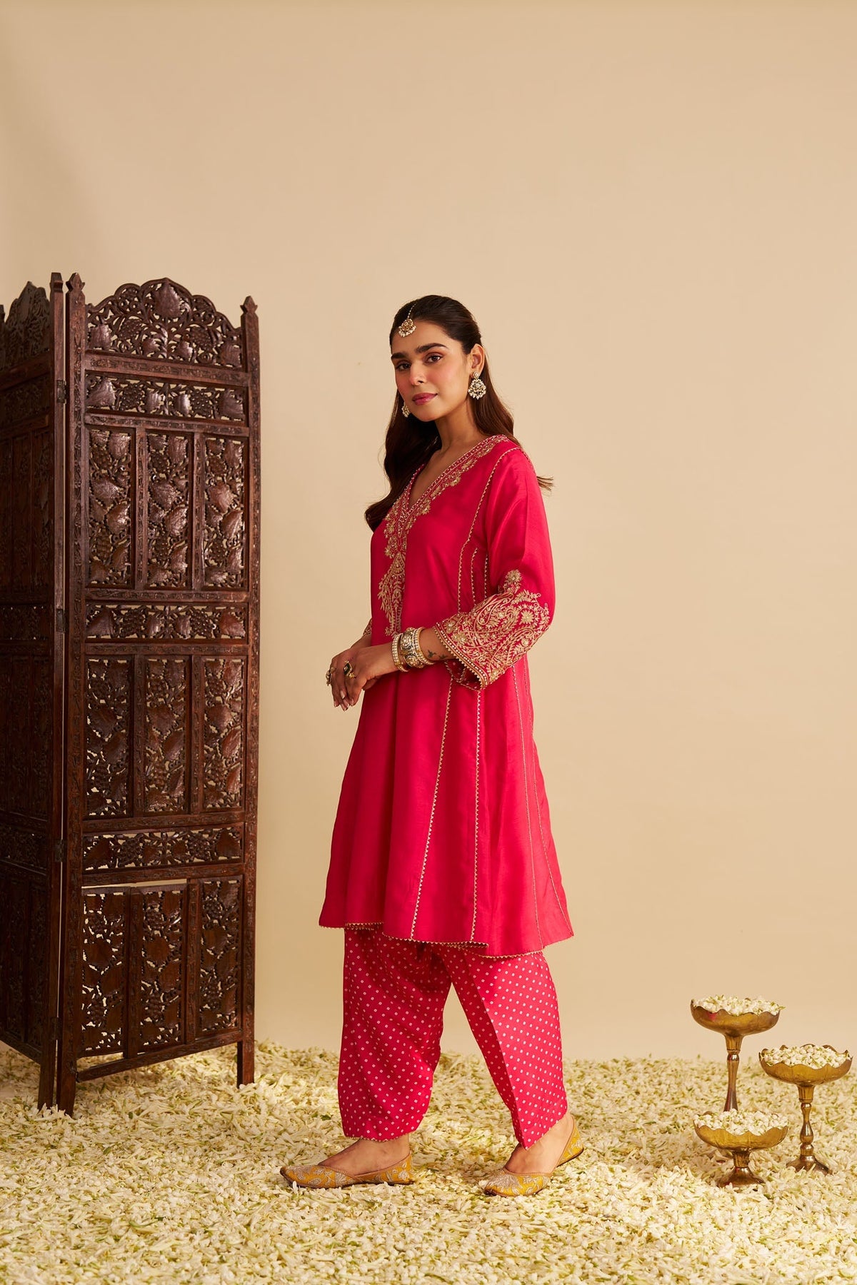 NIYAH - Rani Hotpink SHORT CHAUGA WITH SALWAR (Lxrts)