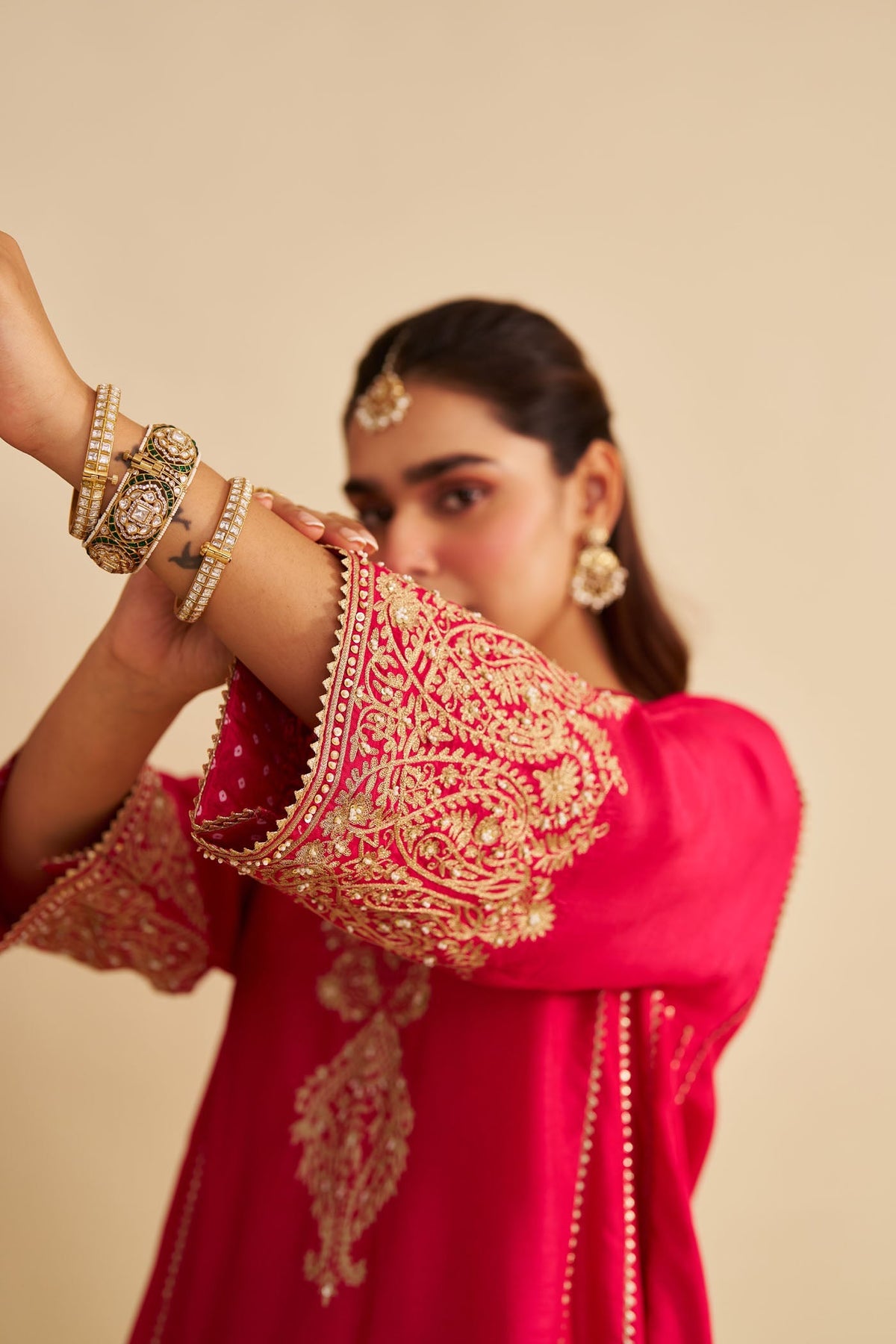 NIYAH - Rani Hotpink SHORT CHAUGA WITH SALWAR (Lxrts)