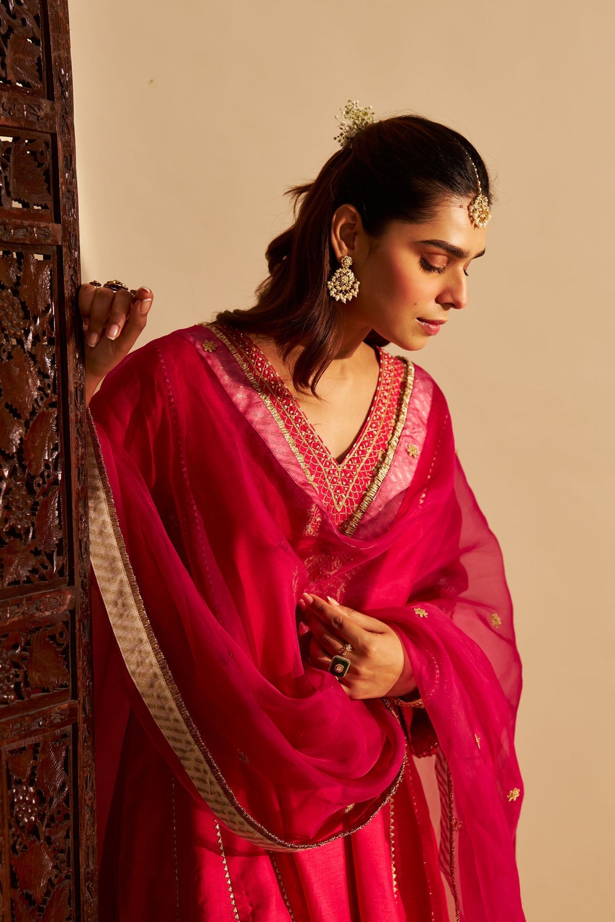 NIYAH - Rani Hotpink SHORT CHAUGA WITH SALWAR (Lxrts)