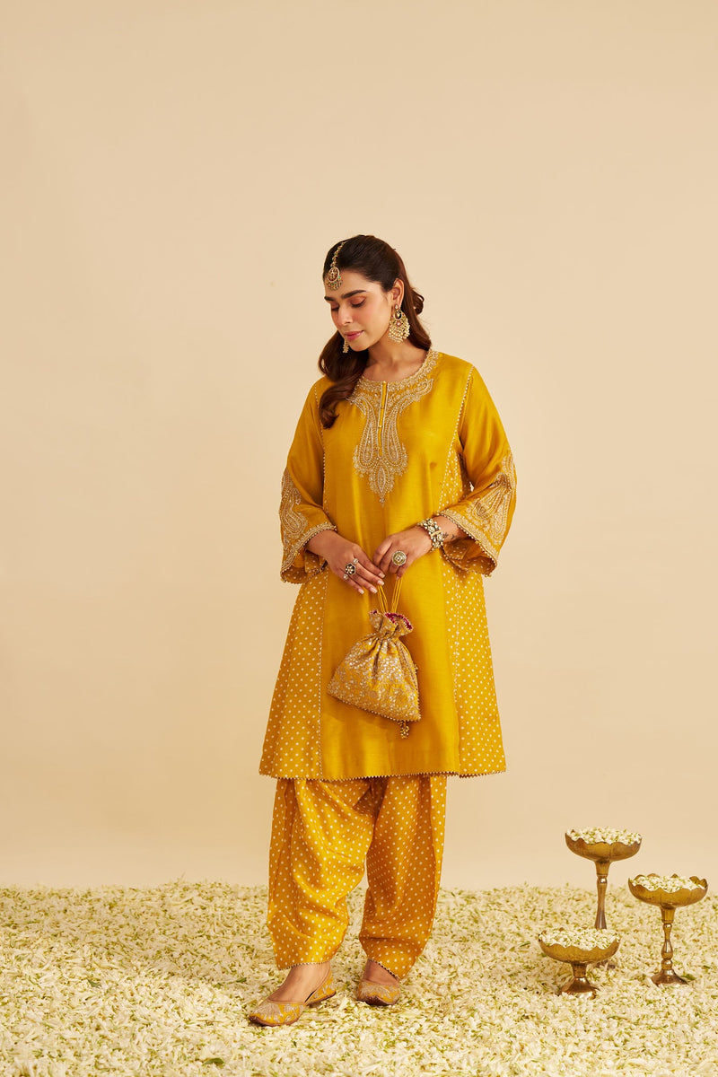 JERIAH - Heirloom Mustard SHORT CHAUGA WITH SALWAR