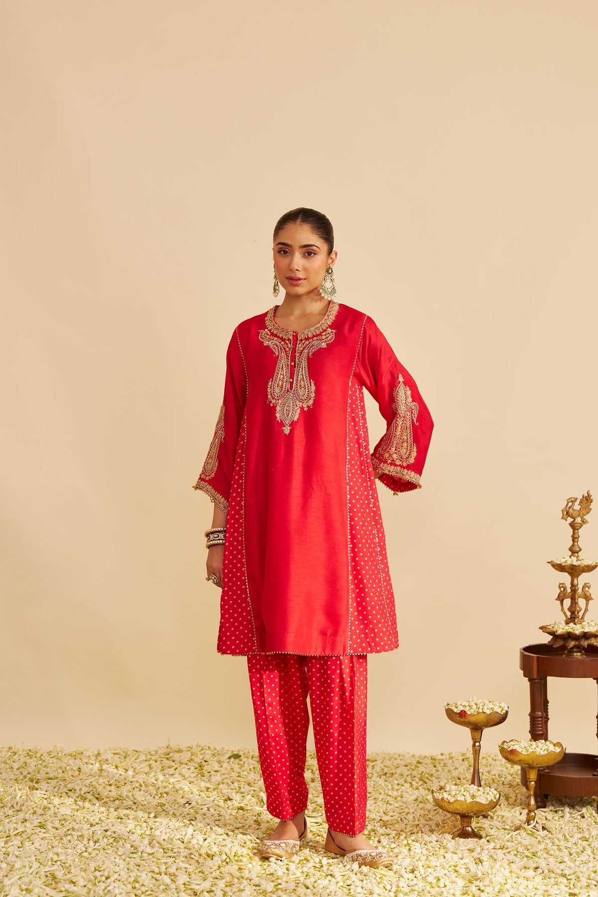 JERIAH - RED SHORT CHAUGA WITH SALWAR