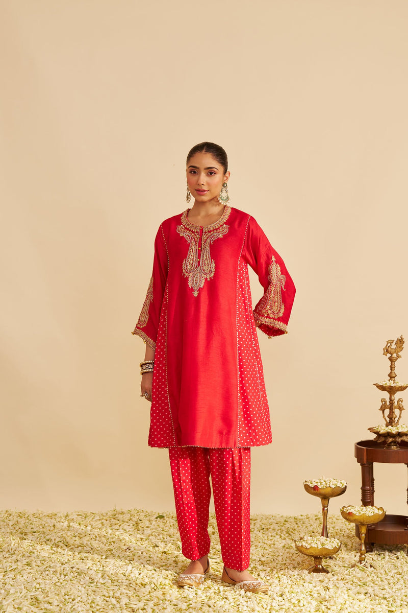 JERIAH - RED SHORT CHAUGA WITH SALWAR