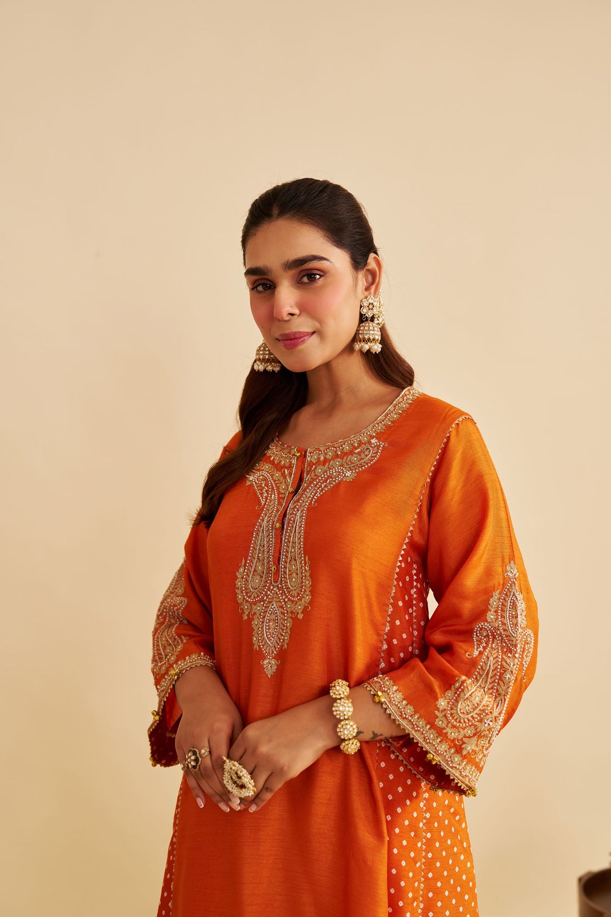 JERIAH - Orange SHORT CHAUGA WITH SALWAR