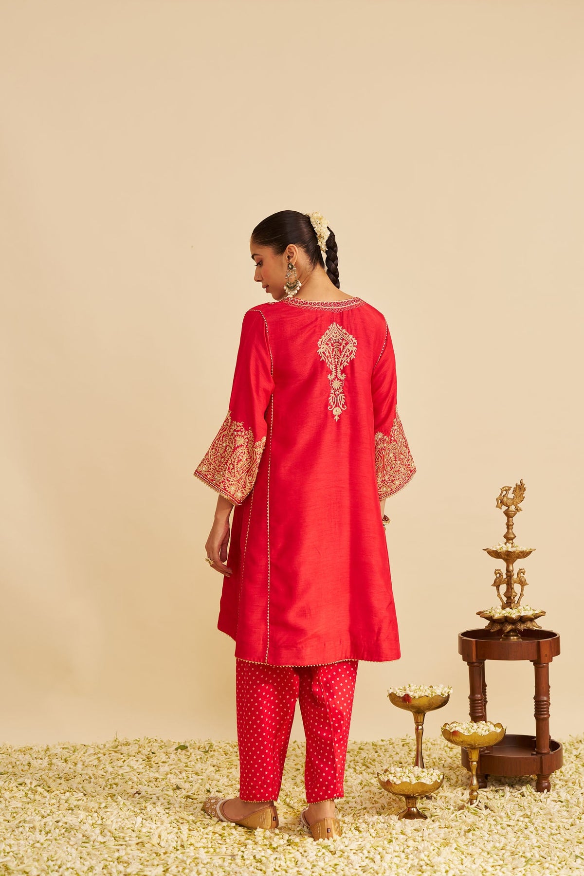 NIYAH - RED SHORT CHAUGA WITH SALWAR