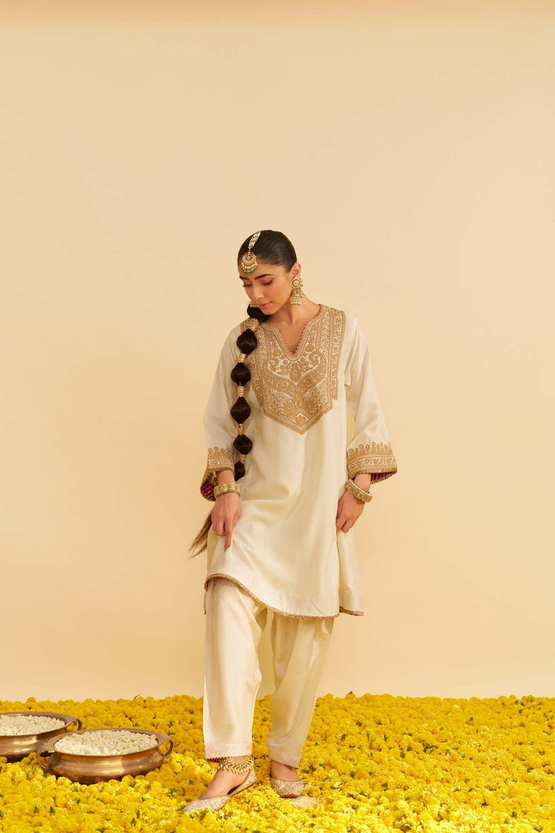 MEHZA - DAISY IVORY SHORT CHAUGA WITH SALWAR