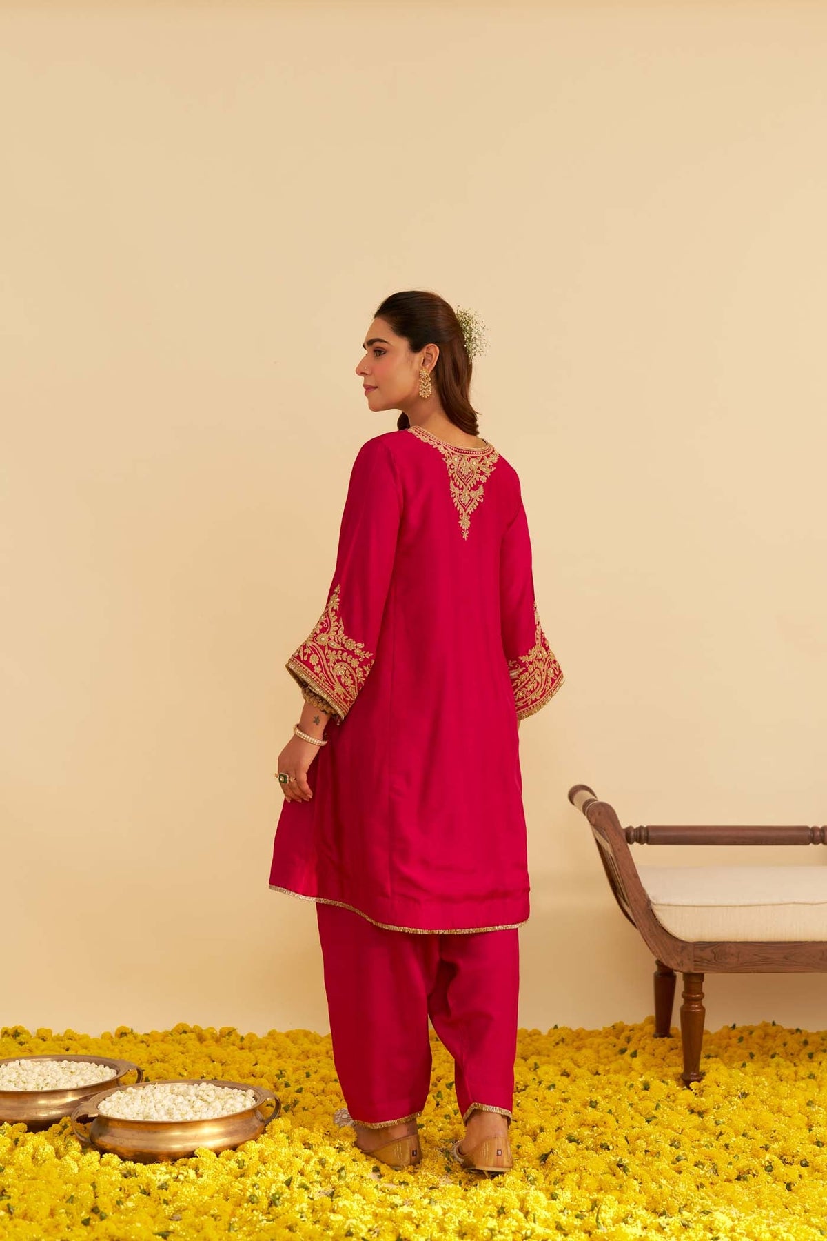 MARWA - Rani Hotpink  SHORT CHAUGA WITH SALWAR