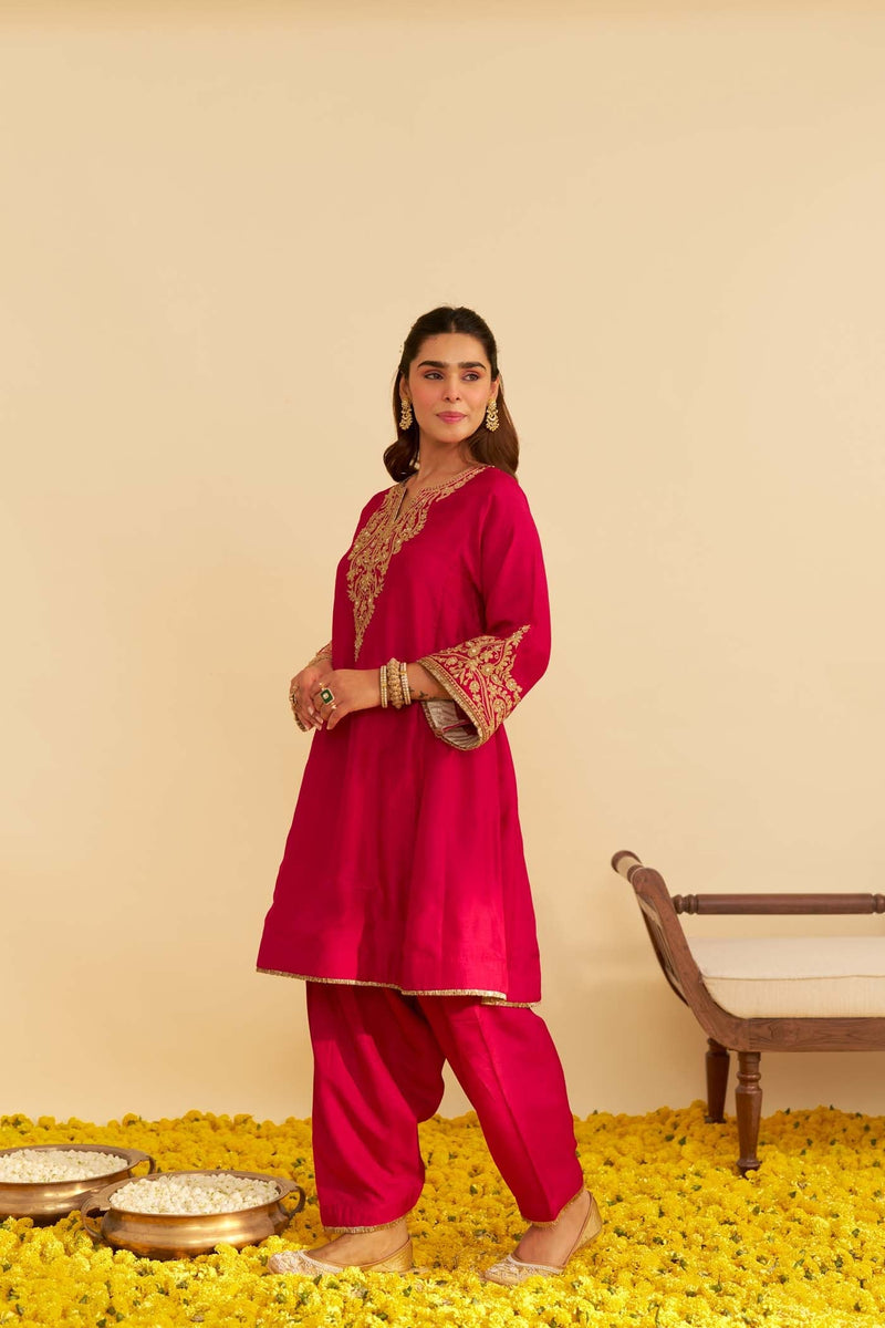 MARWA - Rani Hotpink SHORT CHAUGA WITH SALWAR (Lxrts)